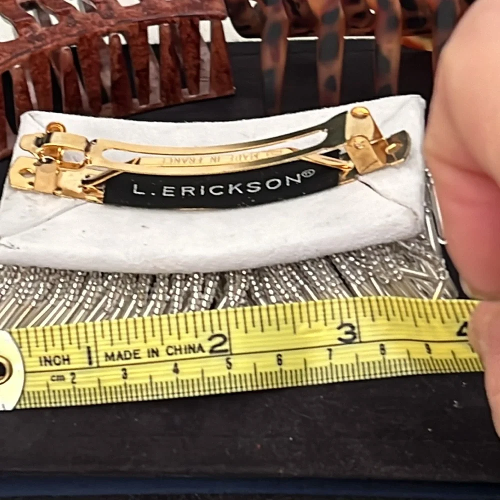 L. Erickson France Lux beaded hair clip barrette plus unmarked hair claw